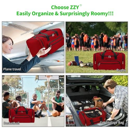 ZZY Gym Duffle Bag, 40L Sports Holdall, Red — view 6