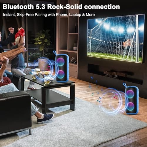Dyurwa Portable Bluetooth Speaker, 30H Playtime, IPX7 Waterproof, 30W Wireless Speaker with Loud Stereo Sound, Bluetooth 5.3 TWS Pairing, RGB Lights, Music Box for Outdoor, Travel, Party - Blue — view 6