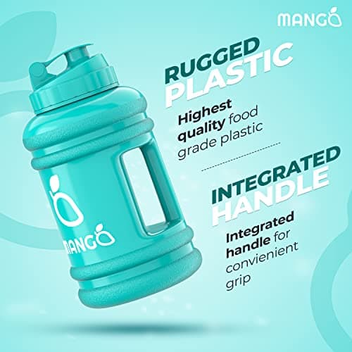 MANGO 2.2L Water Bottle With Straw and Time markings - BPA Free Xl Jug - Extra Large Durable Sports Bottles With Flip Cap - Ideal For Gym and Bodybuilding - Large Sports Reusable Water Bottle (Green) — view 6