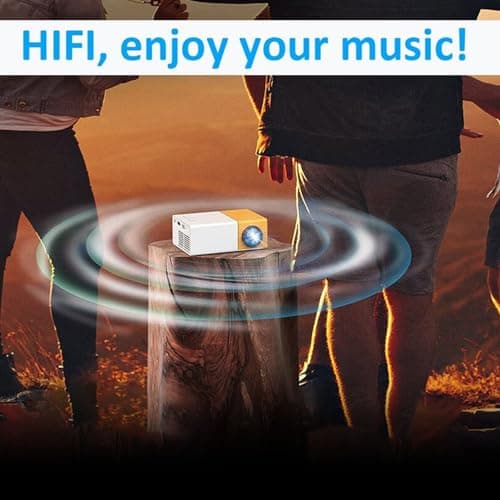 Generic Mini 1080P Full HD LED Projector, Portable Yellow White Home Theater Projector Eye Caring Soft Light HIFI Speaker Multi Port 100-240V for Kids Indoor Outdoor Camping Use (GB Plug) — view 5