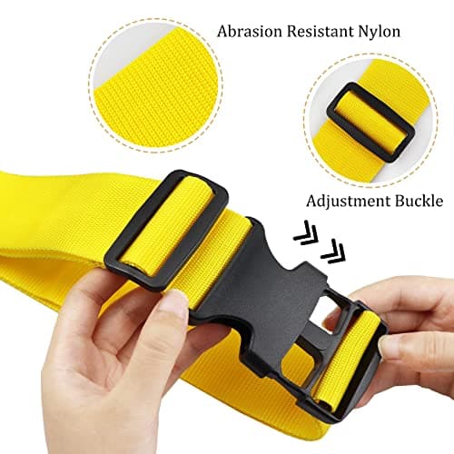 Luggage Suitcase Straps Set, Travel Accessories Thickened Luggage Belt with Quick Release Buckle, Adjustable Black Travel Luggage Straps for Suitcase Baggage (Yellow, 2 PCS Set) — view 4