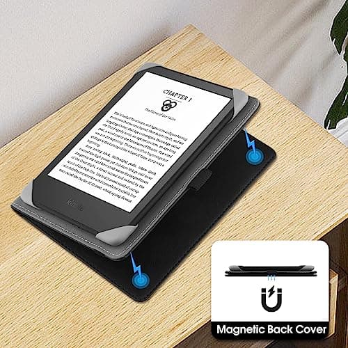 HGWALP Universal Stand Case for 6/6.8/7 inch paperwhite, PU Leather Stand Cover with Handstrap Compatible with All 6" 6.8" 7" Kindle Paperwhite/Colorsoft/Kobo/Pocketook/Sony eReaders-Black — view 2