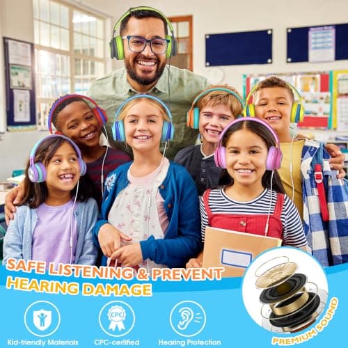 AILIHEN Classroom Headphones Bulk 10 Pack with Microphone, Multicolor — view 6