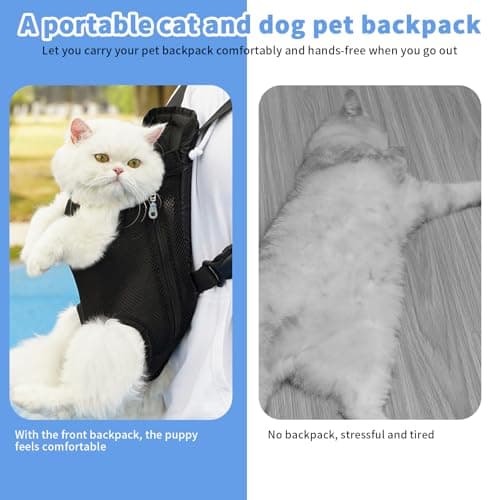 Dog Backpack Carrier, Legs Out Pet Carrier Backpack Pet Front Dog Backpacks Adjustable Breathable for Hiking Traveling for Small Medium Dogs Medium Travel Bag Black — view 4