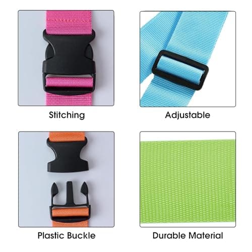 MOLHEM 4 Pcs Luggage Suitcase Straps Set, Thickened Reinforced Heavy Duty Luggage Straps, Adjustable Travelbelt Suitcase Straps (Blue+Pink+Orange+Green) — view 3