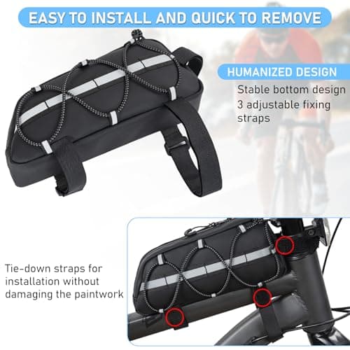 FREEAMG Bike Frame Bag, 1.2L Bicycle Top Tube Bag with Reflective Strips — view 5
