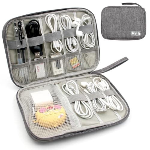 GOEDEKE Travel Cable Organiser - Electronics Accessories Organizer, Gadget Bag for Power Bank, Memory Card, Charger, Hard Disk (Grey)