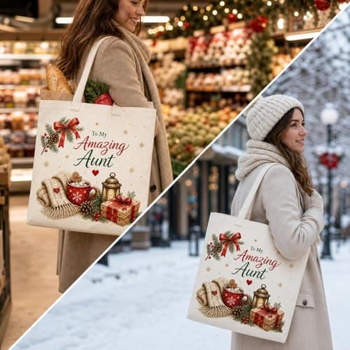 Christmas Gift For Auntie, Canvas Tote Bag and Cosmetic Pouch — view 6