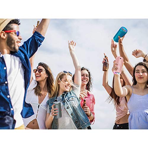 Ortizan Bluetooth Speaker, Portable Wireless Bluetooth Speakers With Led Light, Louder Volume & Enhanced Bass, IPX7 Waterproof, 30H Playtime, Durable Loud Speaker Bluetooth for Travel, Outdoor - Pink — view 6