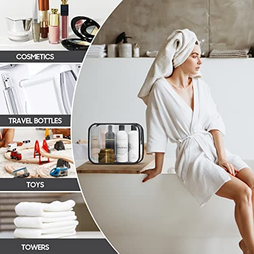 SLIJAR Clear Travel Toiletries Bag, 3 PCS Portable Waterproof Toiletry Bags for Women and Men, Clear Makeup Bags PVC Cosmetic Bag, Travel Accessories Wash Bag for Travelling and Holiday — view 6