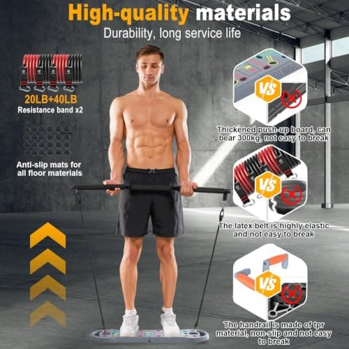 HOTWAVE Portable Exercise Equipment with 16 Gym Accessories.20 in 1 Push Up Board Fitness,Resistance Bands with Ab Roller Wheel,Full Body Workout at Home,Patent Pending — view 4