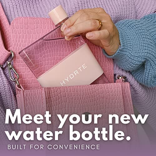 Hydrte Clear Water Bottle – 350ml Professional Cute Water Bottle for Travel, Slim, Lightweight & BPA-Free for Travel & Everyday Hydration (Champagne Pink) — view 2