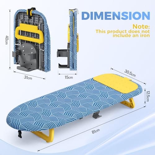 KINGRACK Small Tabletop Ironing Board with Iron Holder,30×81cm,Blue — view 3