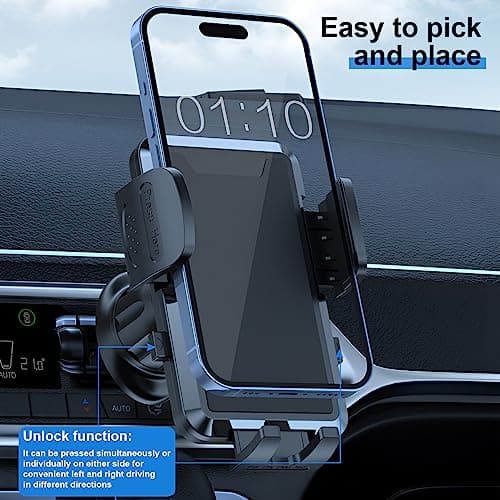 JNNJ Car Phone Holder, Universal Cell Phone Holder Stand Mount, 360°rotation Adjustable Stability Air Vent Phone Mount, Multifunctional Smartphones Holder for Windshield Vent (Black) — view 4