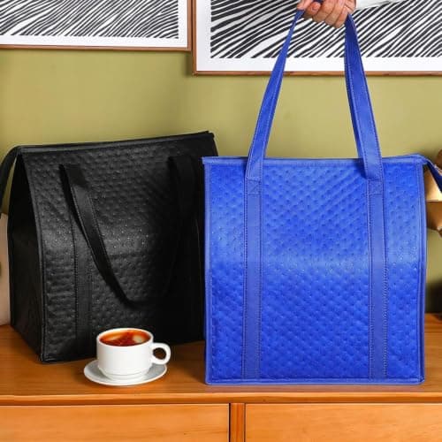2 Packs Insulated Reusable Grocery Shopping Bag,30x18x3cm Large Cooler Bags — view 2