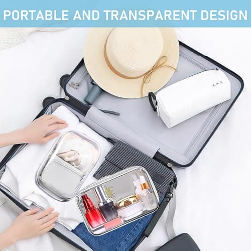6 Pack Clear Hard Shell Zipper Case, Travel Toiletries Storage Bags Bulk — view 6