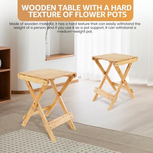 HZUIZXYO Folding Side Table,Wood Small Folding Table Foldable Small Patio Table Lightweight Portable Side Table Compact Patio Folding Table for Indoor Outdoor,28x28x40cm — view 5