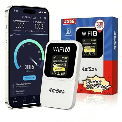 5G Portable WiFi 6 Router, 3000mAh Battery, SIM-Free, Up to 32 Devices