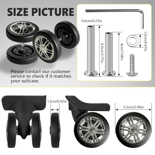 8 Pack 52mm Luggage Wheels Replacement Kit for Suitcase Caster Repair — view 2