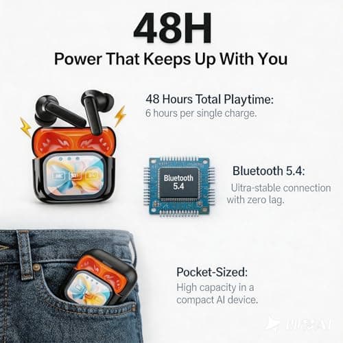 Kenlinsrt 2026 Wireless Bluetooth Translation Earphone With LED Display Screen, 156 Languages and Accents Translations Earbuds Real Time, HiFi Sound Bluetooth 5.4 for Travel Meeting Study (black) — view 5