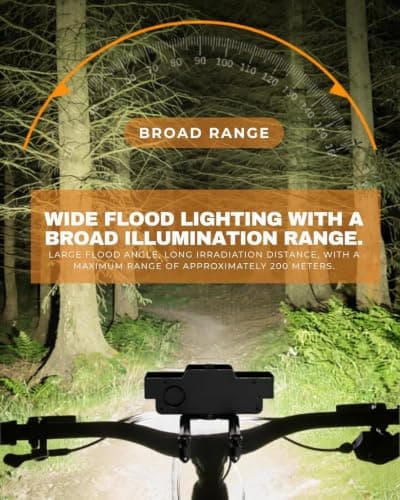 Bike Headlight with 120dB Electric Horn, 9 LED Super Bright Bicycle Light Bar, bike lights front and back rechargeable, 7 Lighting Modes USB Rechargeable IPX5 Waterproof Front Light — view 3