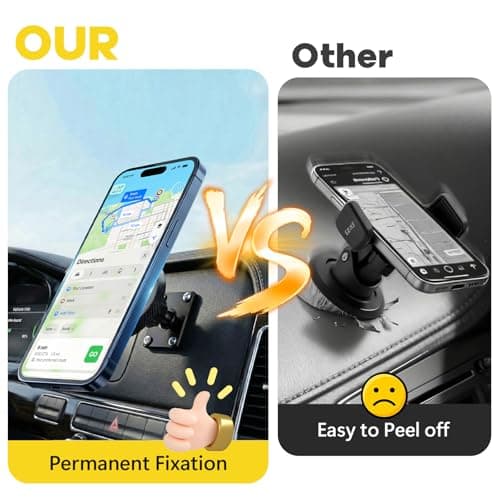 MAGJIEYX Magnetic Car Phone Holder, Drill Base Phone Mount for Dashboard of Truck Boat 360° Rotatable Ultra Stable Strong Magnet for iPhone 17 16 15 14 13 12 Samsung All Smartphones Accessories — view 2