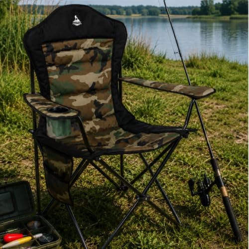LuxeTrail Padded Folding Camping Chair, Ergonomic High-Back — Black — view 5