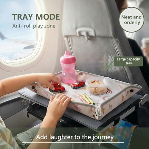 Airplane Tray Table Cover, Foldable Travel Tray Organizer with Clear Touchscreen Sleeve, 44x30cm Polyester Airplane Trays, Portable Plane Travel Essentials for Fits Train Bus High Chair — view 6