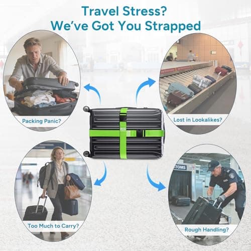 travel inspira Luggage Strap 2 Packs, Travel Suitcase Straps (Green) — view 5
