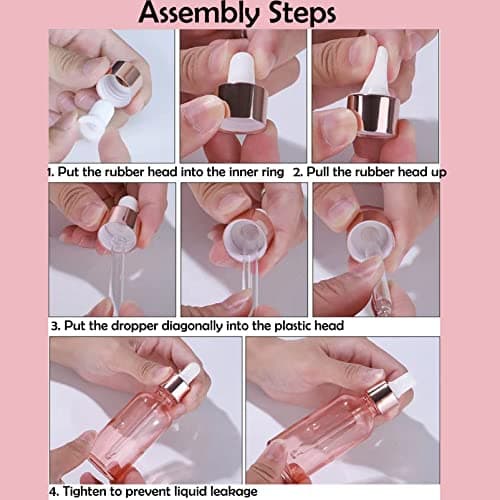 SONGQEE 30ml Rose Gold Glass Bottles with Dropper Pipette, Mini Empty Eye Glass Dropper Bottles Refillable Sample Container for Storage Essential Oils, Perfumes and Cosmetics (Rose Gold) — view 6