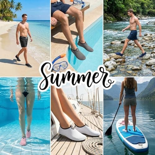 zoogobee Water Shoes for Women Men Quick Dry Non-Slip Barefoot Aqua Socks for Beach Surfing Yoga (White, Adult, Women, 5, Numeric, UK Footwear Size System, Medium) — view 6