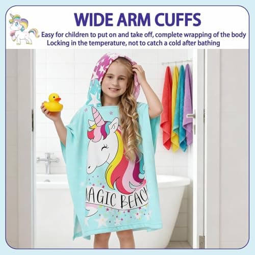 NIFTYY Kids Beach Towel – Super Soft & Quick Dry Children’s Sandproof Towel, Lightweight Highly Absorbent for Pool, Swimming, Bath, Travel, Ideal for Toddlers, Boys & Girls (Unicorn Blue) — view 6