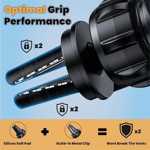 Mobitel Car Phone Holder Air Vent Mount Universal Phone Holder for Car with Strong Grip Clamp 360° Rotation One Hand Release Hands-Free Vent Mount for iPhone 17 16 Samsung Galaxy Google Smartphones — view 3