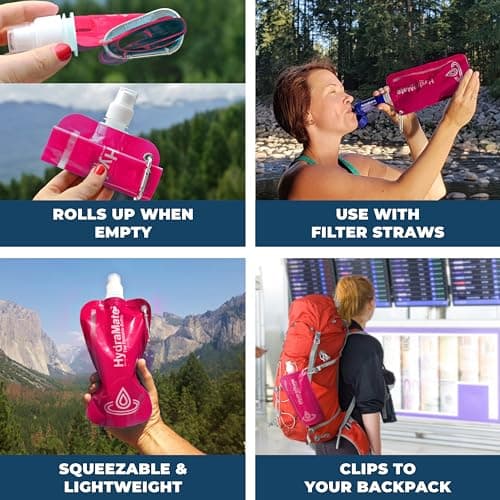 HydraMate Collapsible Water Bottle - Foldable Water Bottle - 750ml Pink — view 4