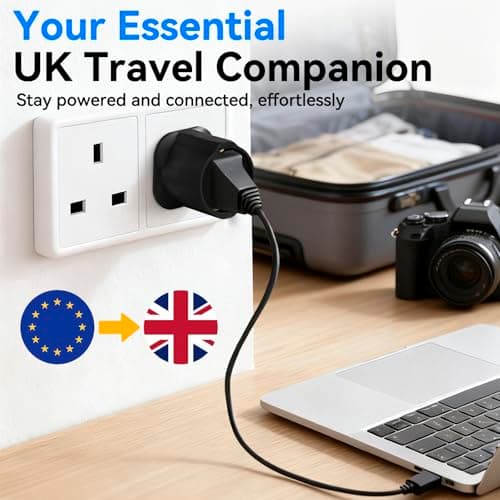 VGUARD European to UK Plug Adapter 3 Pack BS8546 Certified Travel Adapter 2-Pin to 3-Pin, EU Schuko to UK Plug with 13A Fuse for Europe French Spanish German Turkish to UK Socket - Black — view 4