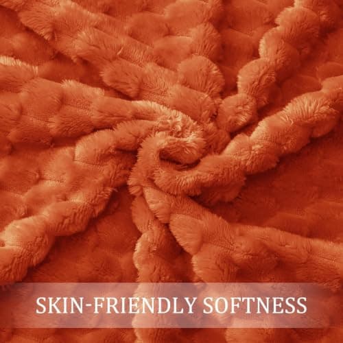 Exclusivo Mezcla Large 3D Fleece Blanket for Sofa, Couch, Burnt Orange — view 6