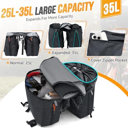 Eyein 35L Bike Pannier Bag, Waterproof Large Capacity Bike Rear Rack Bag — view 2