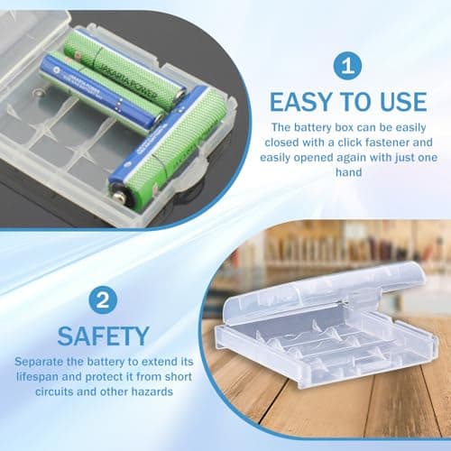 9 PCS AA/AAA Cell Battery Storage Cases, Hard Plastic Batteries Storage Boxes for AA/AAA Cells and Rechargeable Batteries, Clear Cells Holder (Hyaline) — view 4