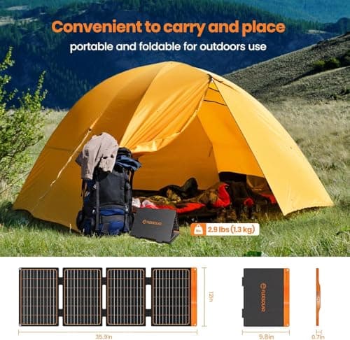 FlexSolar 40W Foldable Solar Panels Folding Solar Charger with PD60W USB C QC3.0 USB A Output Waterproof for Camping Backpacking Compatible with Phone — view 5