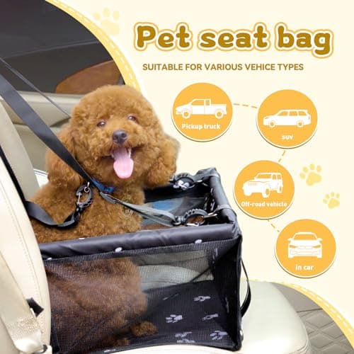 Flagest Dog Car Seat, Foldable Washable Mesh Carrier for Small Dogs, Black — view 4