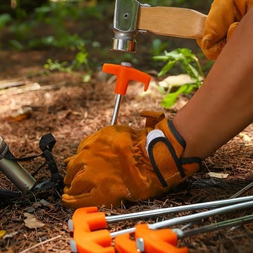 20 Pack Tent Pegs Metal Heavy Duty Camping Pegs Awning & Hard Ground Long Steel Ground Stakes Metal Tent Pegs for General Purpose, Hard ground, Tents, Camping for All Ground Types Outdoor (Orange) — view 4