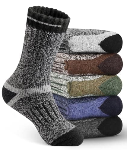 BESTENA 5 Pairs Mens Merino Wool Hiking Socks Thermal Socks for Men Winter