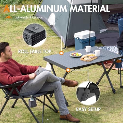 Portal Large Folding Camping Table 108x71cm Height Adjustable Picnic 100KG — view 4