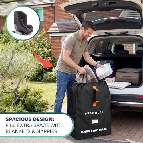 Bramble - Car Seat Travel Bag for Airplane Gate Check - Water Resistant Ballistic Nylon Car Seat Bag with Padded Neoprene Straps, Carry Pouch & ID Window - 80 x 45 x 45cm (Black) — view 5