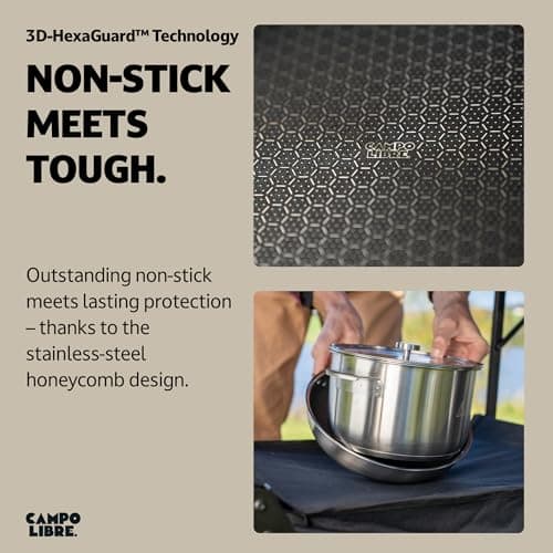 Campo Libre® Enzo Camping Cookware Set – Durable Stainless Steel Pots & Pan with ProCore Technology, Induction Compatible Outdoor Cooking Set, Compact Stackable Design, coated frying pan — view 4