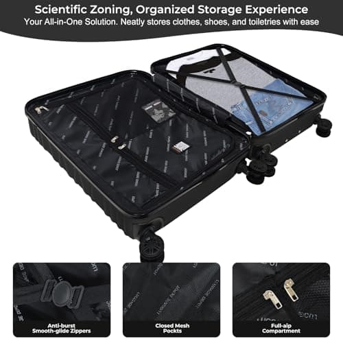 Luggage Depot 2 Piece Suitcase Set, Cabin and Large Checked, TSA Black — view 3