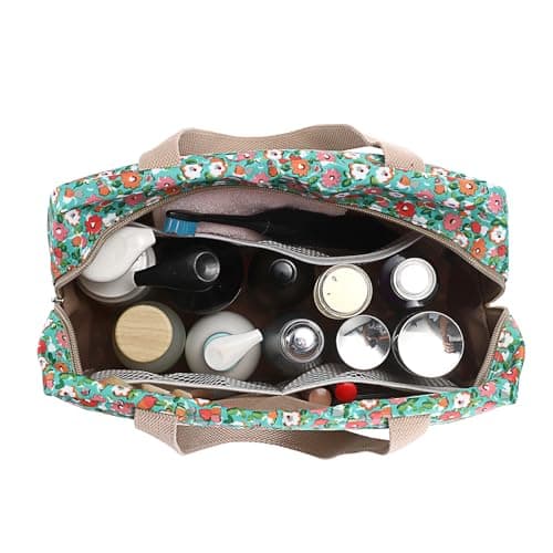 IGNPION Large Travel Toiletry Bag Full Size Travel Wash Bag with Front Pocket Women Large Portable Toiletries Cosmetic Storage Organiser for Swimming, Gym, Trip (Floral Green) — view 4