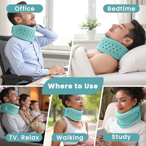 Neck Brace for Neck Pain and Support, Neck Support for Neck Pain Breathable Cervicorrect Brace Adjustable Soft Silicone Foam, Cervical Collar for Sleeping, Relieving Spinal Pain Pressure (Mint) — view 2