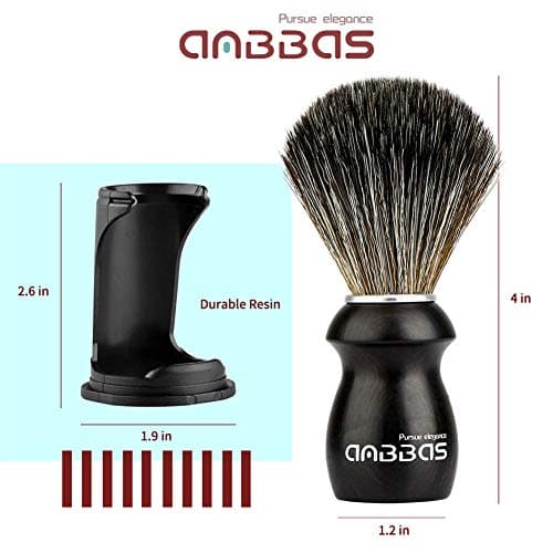 Anbbas Shaving Brush and Holder with Travel Case, Synthetic Badger Hair Ebony Handle Brush,3in1 Kit for Men — view 4