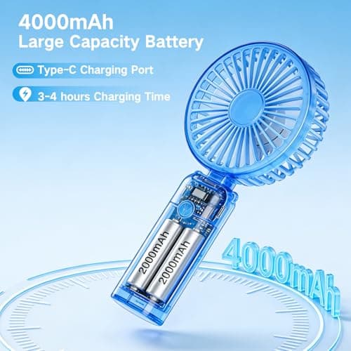 Handheld Fan, USB Rechargeable Portable Mini Hand Held Fan with 6 Speeds 4000mAh Battery Operated, Foldable Desk Small Fans with LED Display for Home Office Travel Outdoor Use, Summer Gift (Pink) — view 5